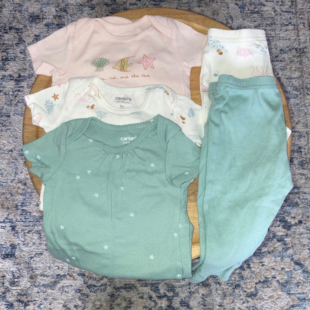 #79. Carter's - just one you- Under the Sea Baby Bodysuits and Pants Set